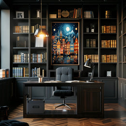 Enchanted Cityscape By Moonlight Poster
