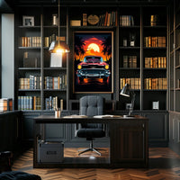 Classic Car at Sunset Poster