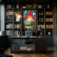 Idyllic Sunrise Vibrance: Artistic and Abstract Landscape Poster
