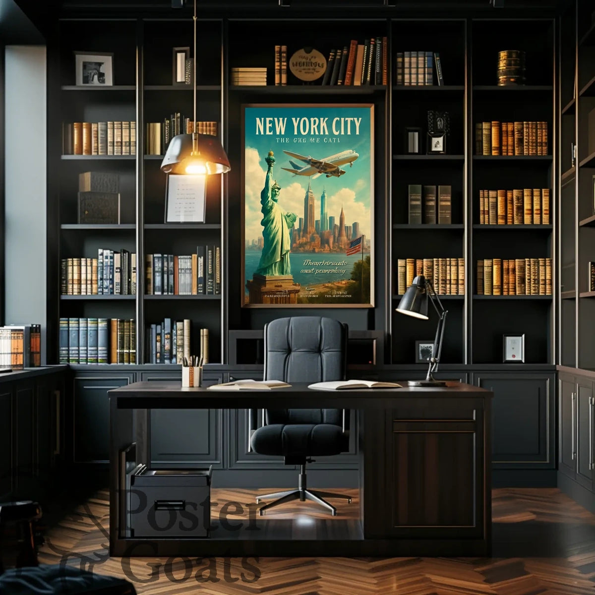 New York City Skyline Vintage Travel Poster