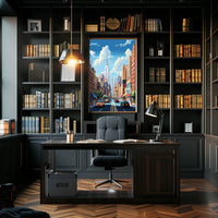 Stylized Urban Streetscape Art Print of New York - Travel Poster