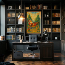 Festive Santa Hammock Christmas Poster: Whimsical Holiday Art