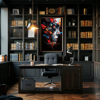 Futuristic Cyberpunk Face Art Poster: Tech Fusion