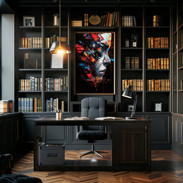 Futuristic Cyberpunk Face Art Poster: Tech Fusion