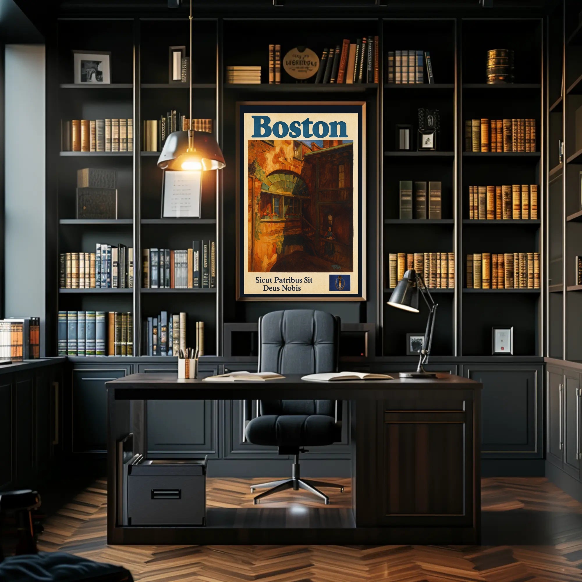 Boston Heritage Poster Vintage Travel Wall Art