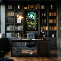 Panda in Whimsical Forest Cartoon Art Poster