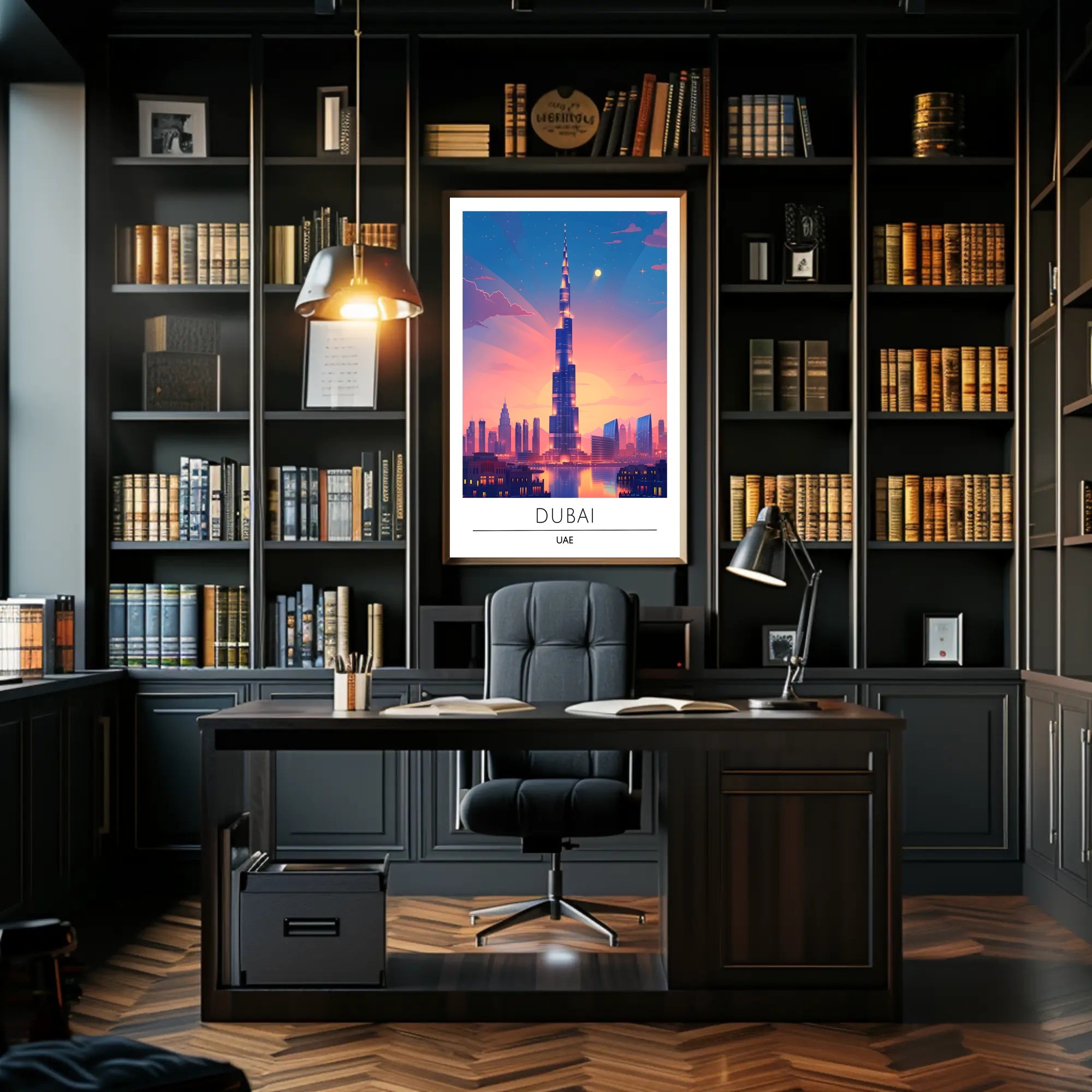 Dubai Sunset Burj Khalifa Urban Cityscape Poster