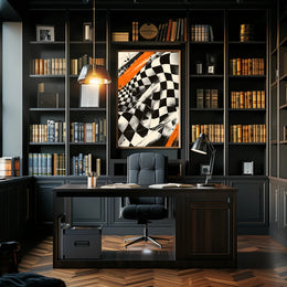 Dynamic Racing Energy: Abstract Poster with Checkered Pattern