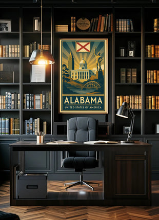 Alabama Heritage Landmarks Art Deco Travel Poster