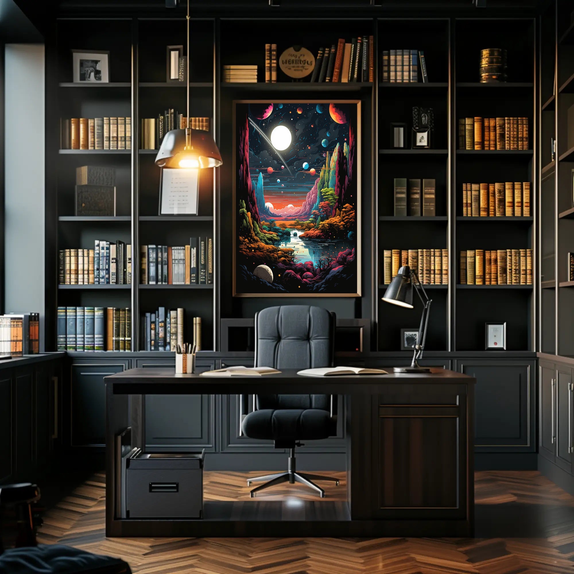 Cosmic Dreamscape: Vibrant Futuristic Sci-Fi Poster