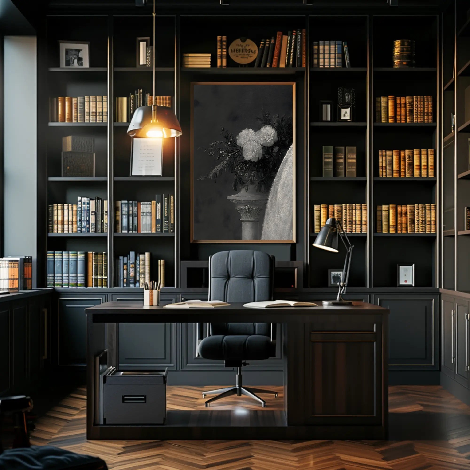Classical Elegance with Decorative Column Artistic Poster PosterGoat