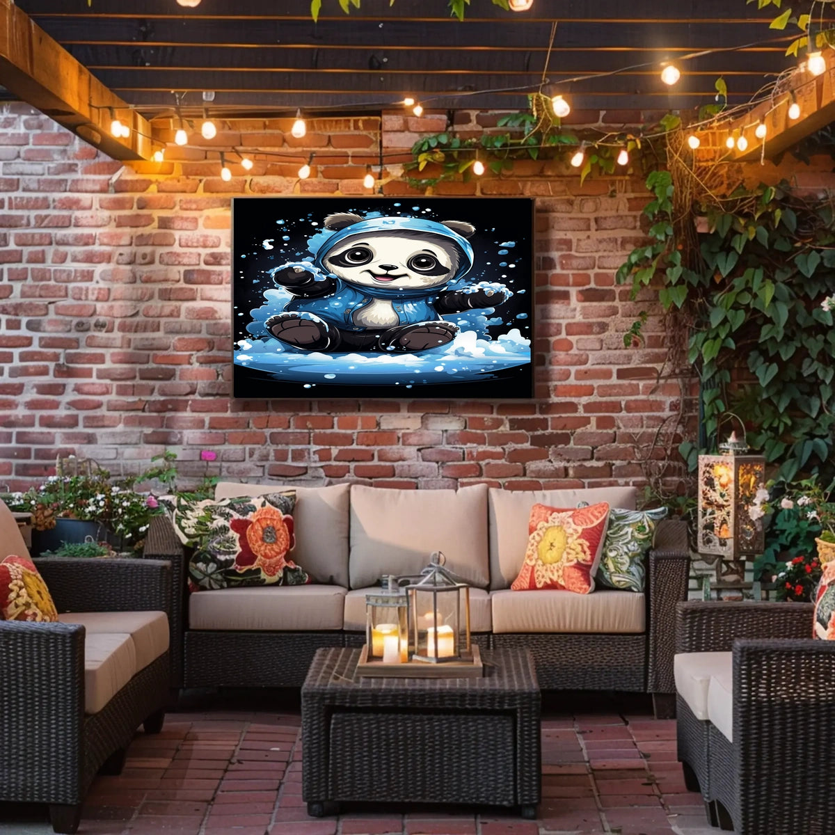 Playful Panda In The Snow Poster