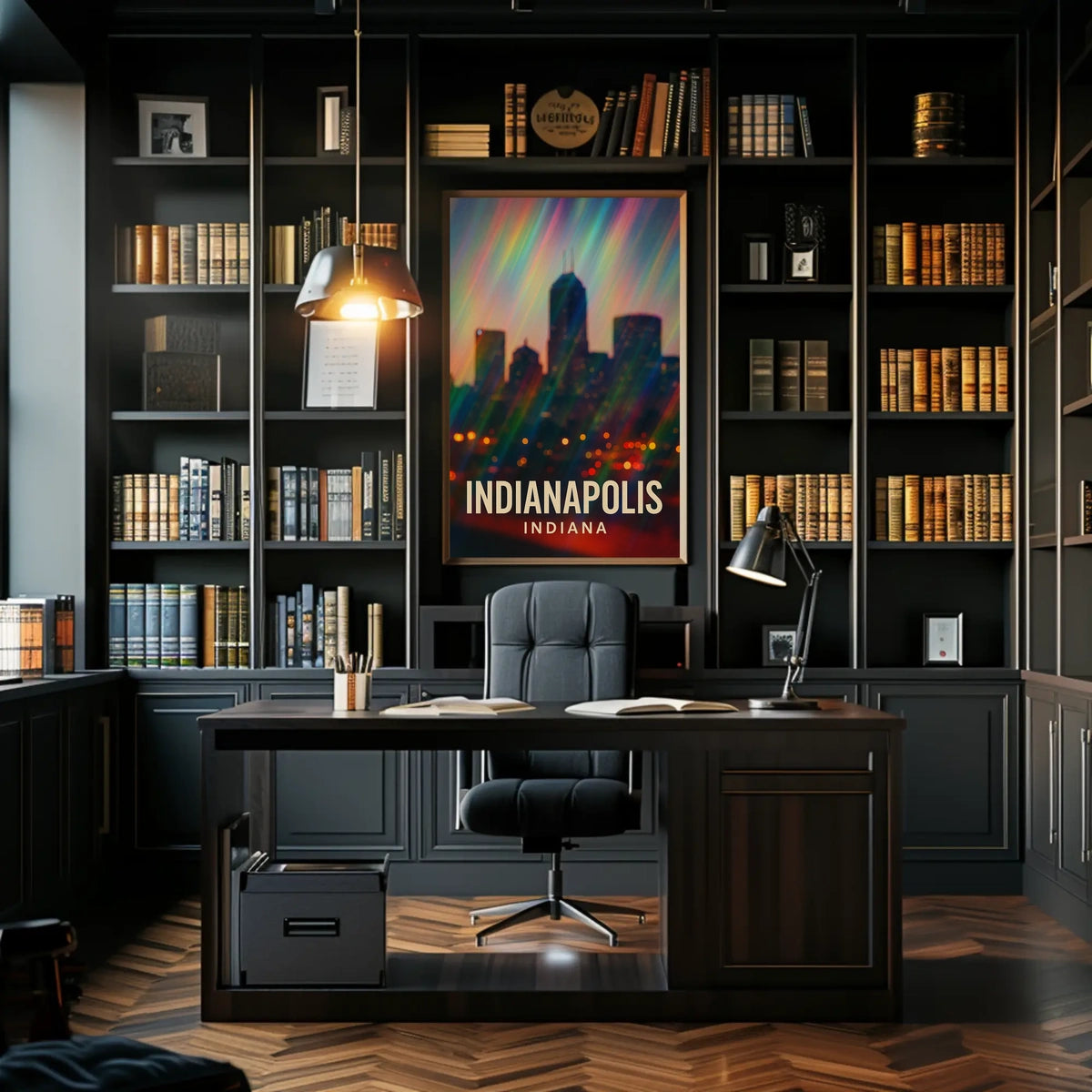 Indianapolis Skyline Cityscape Travel Inspiration Photography Realism Urban Dream Poster