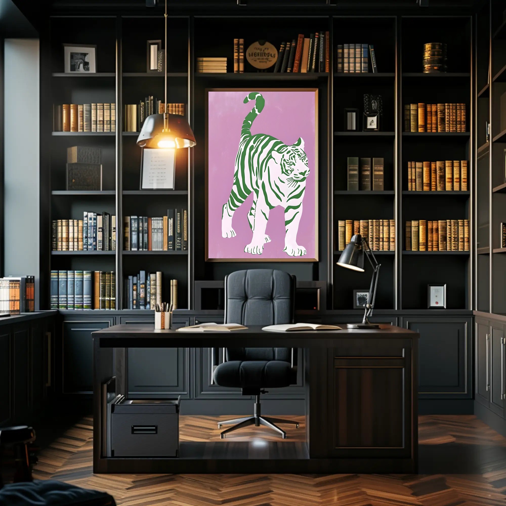 Green Striped Tiger Poster