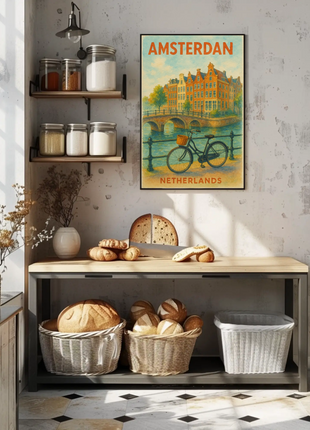 Amsterdam Netherlands Bike Canal Charm Travel Poster