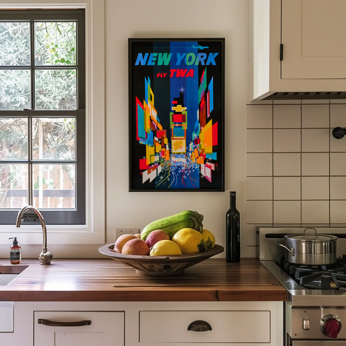1960s New York Times Square TWA Vintage Style Travel Poster
