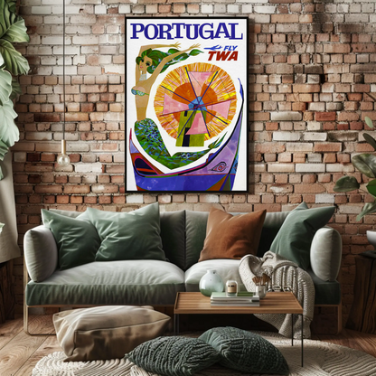Fly TWA to Portugal Vintage Travel Poster