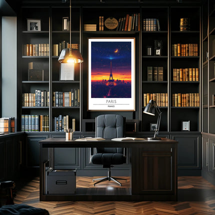 Enchanting Paris Sunset with Eiffel Tower Travel Poster