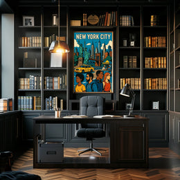 New York City Landmarks Poster Modern Travel Wall Art