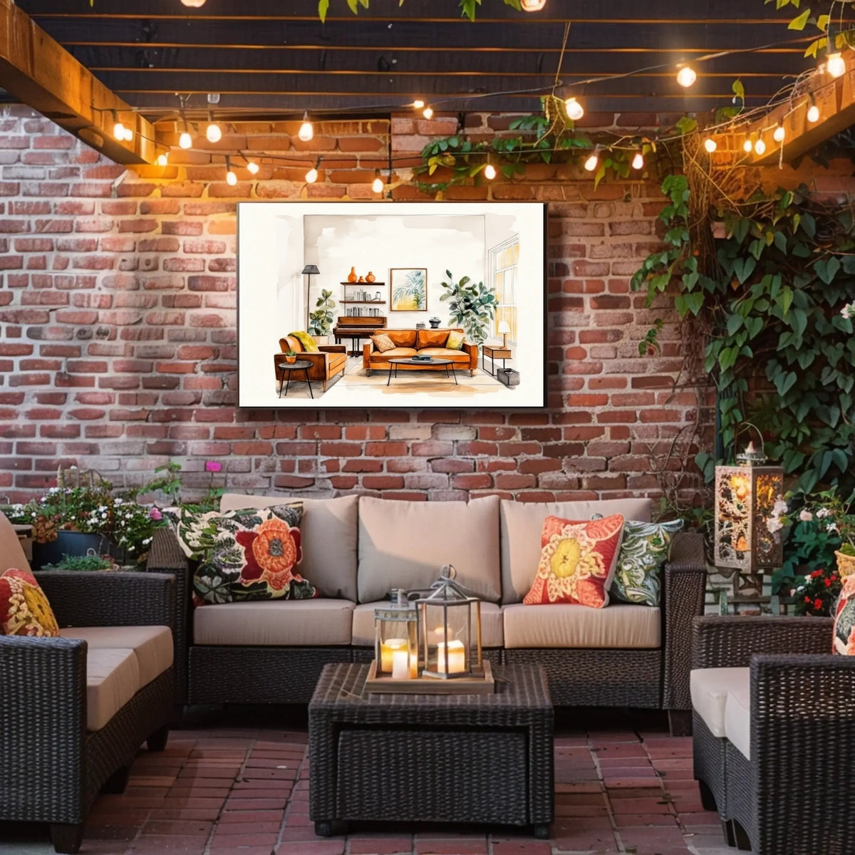 Cozy Living Room Illustration Poster