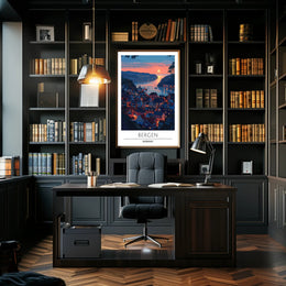 Bergen Sunset View Travel Poster