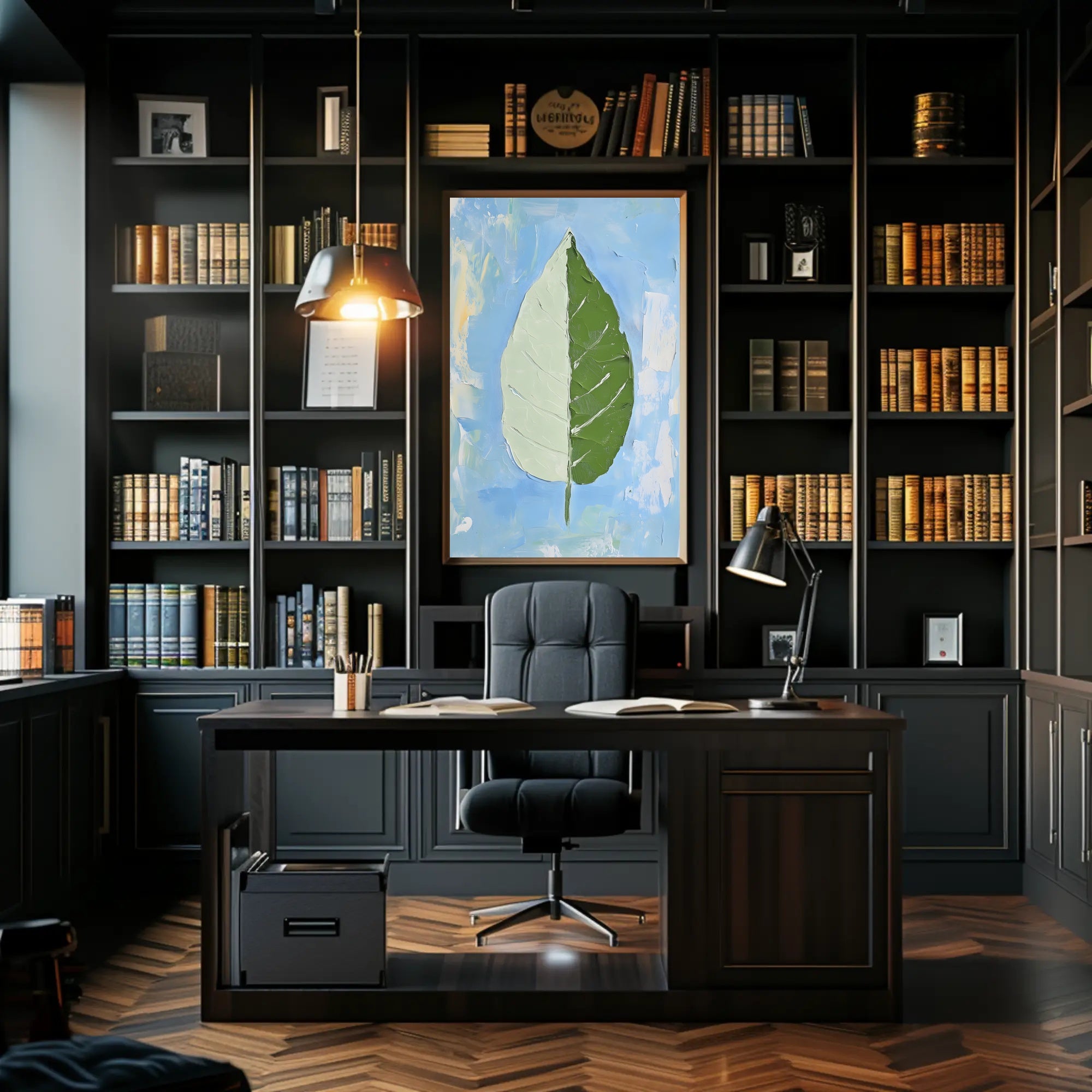 Dual Nature Leaf Modern Abstract Poster Print