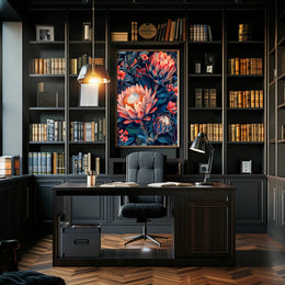 Vibrant Protea Flower Botanical Art Print - Artistic Poster