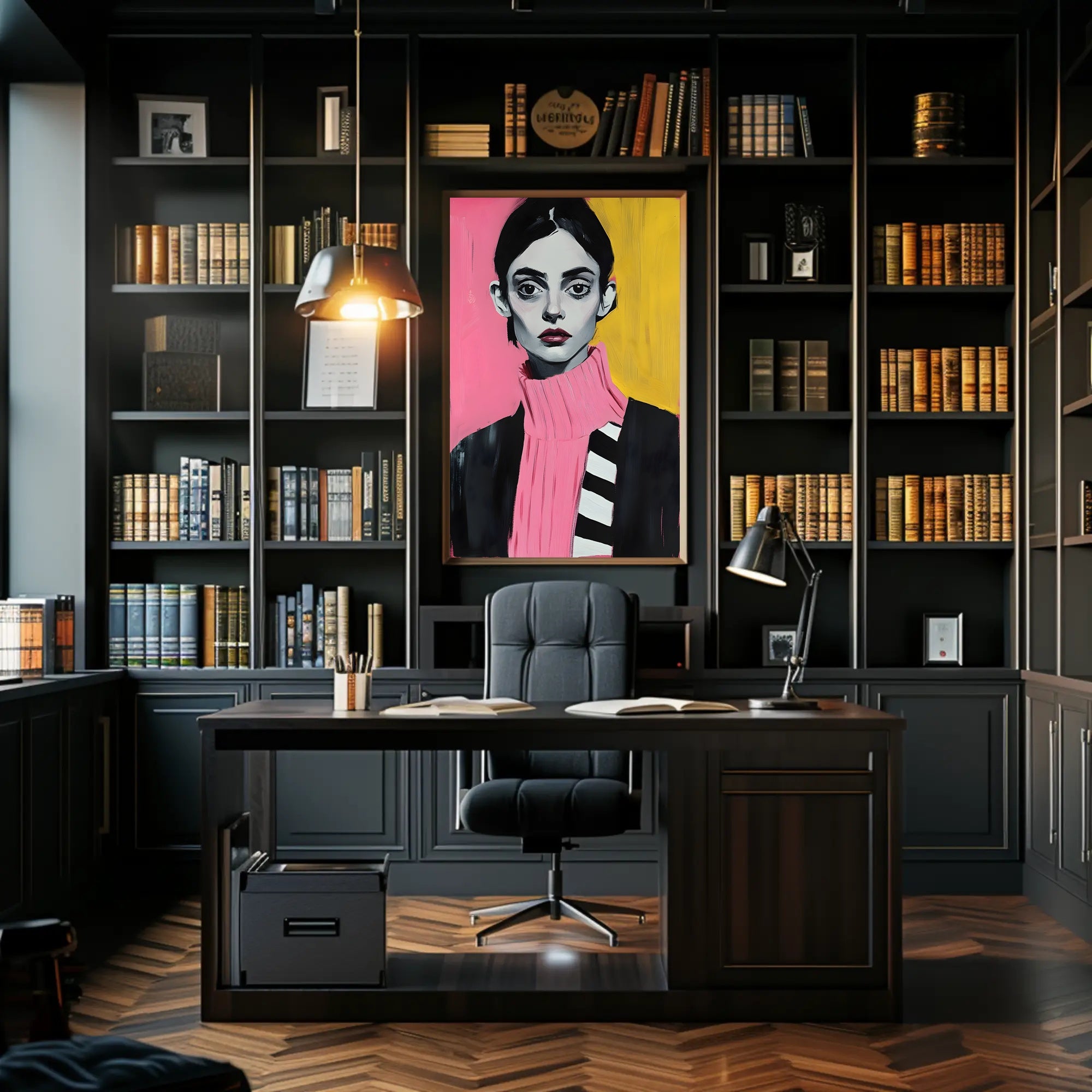 Vibrant Portrait Poster Modern Pink And Yellow Print