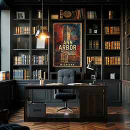 Ann Arbor Cityscape Minimalist Travel Poster