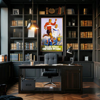 Dynamic Vintage Soviet Soccer Match Illustration Sports Poster