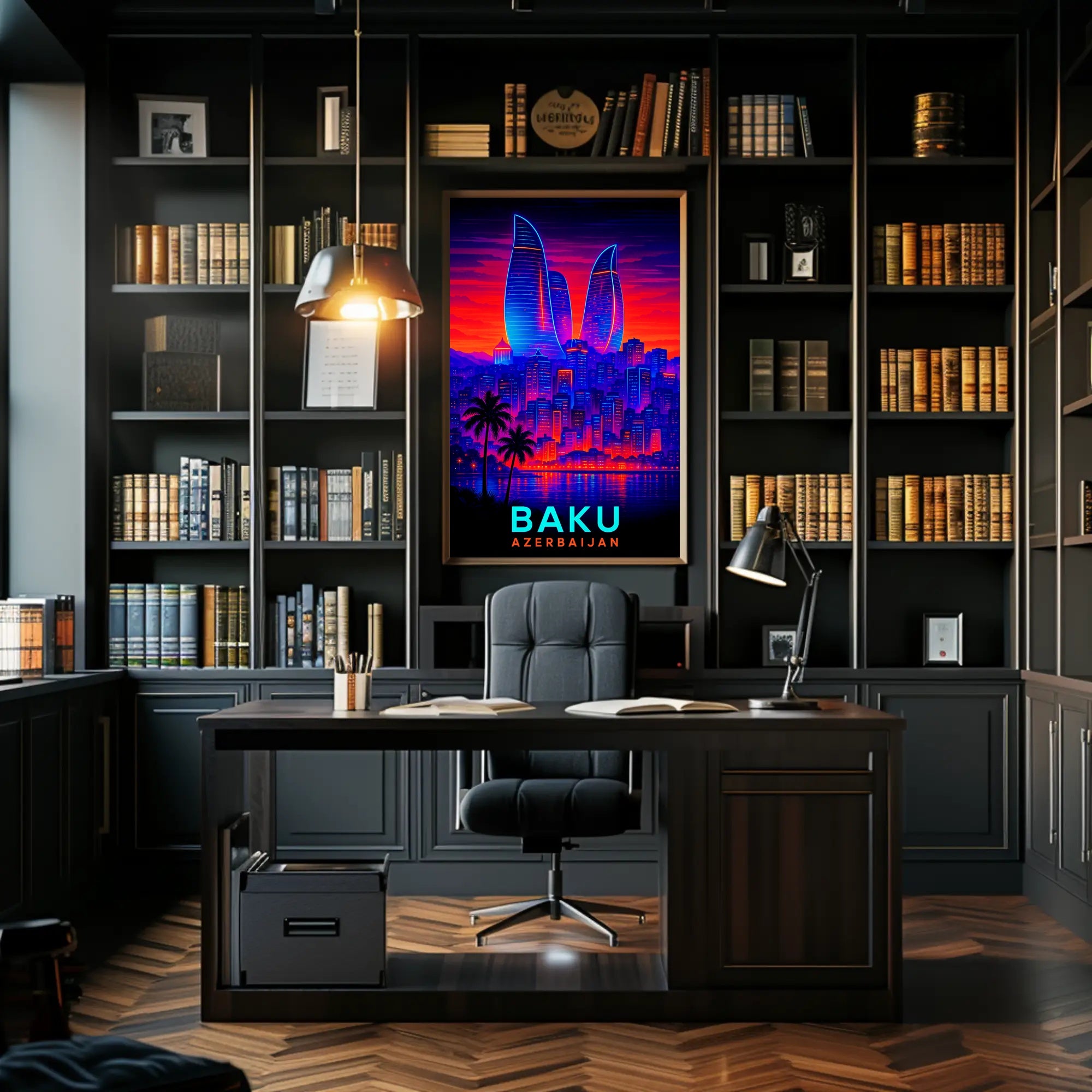 Baku Skyline Azerbaijan Poster PosterGoat
