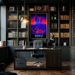 Baku Skyline Azerbaijan Poster PosterGoat