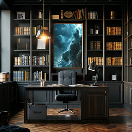 Mystical Storm Wizard Overlooking Ocean Fantasy or Mythology Poster PosterGoat
