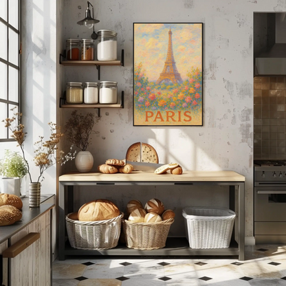 Paris Eiffel Tower Floral Pastel Art Poster Poster