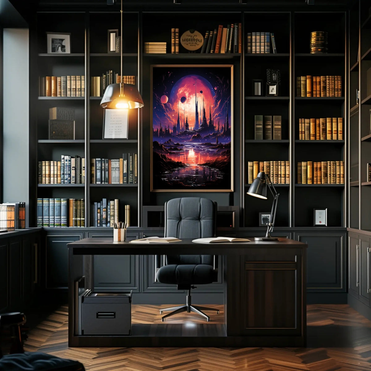 Futuristic Sci-Fi Cosmic Landscape Poster