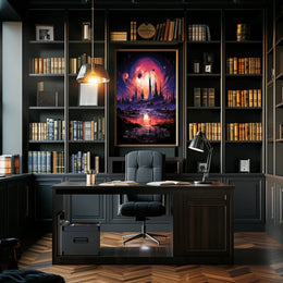 Futuristic Sci-Fi Cosmic Landscape Poster