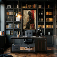 Mysterious Hooded Figure Abstract Artistic Poster PosterGoat