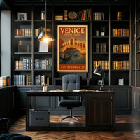 Venice Gondola Explore: Vintage Travel Poster PosterGoat