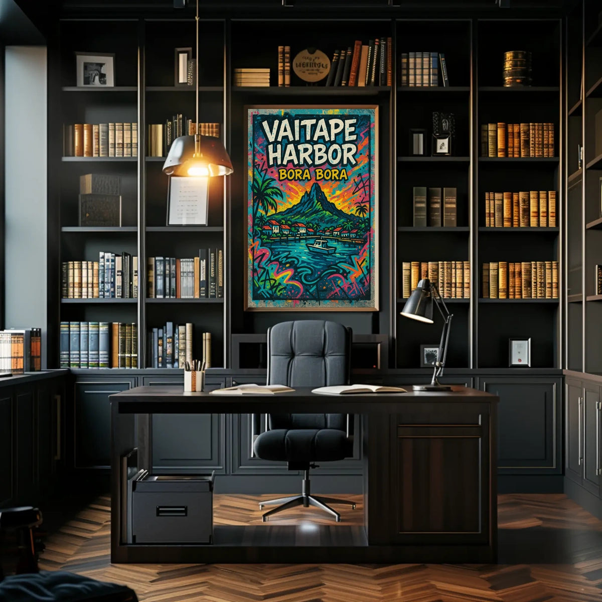 Vaitape Harbor Bora Bora Tropical Landscape Poster