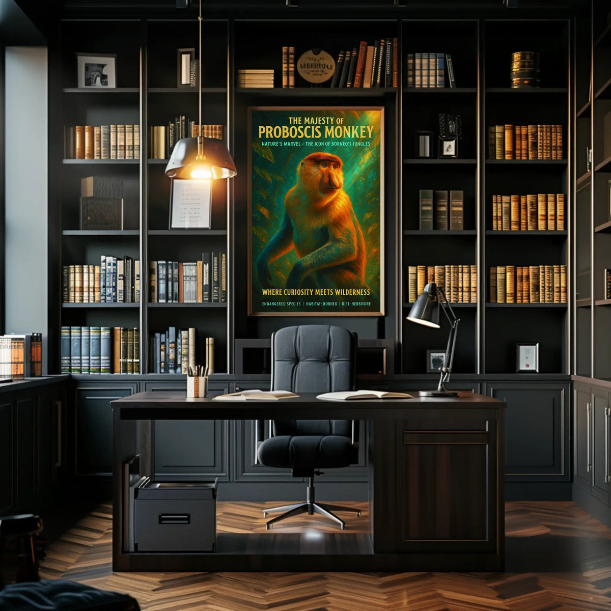 Proboscis Monkey Wonder: Educational Animal Art Poster