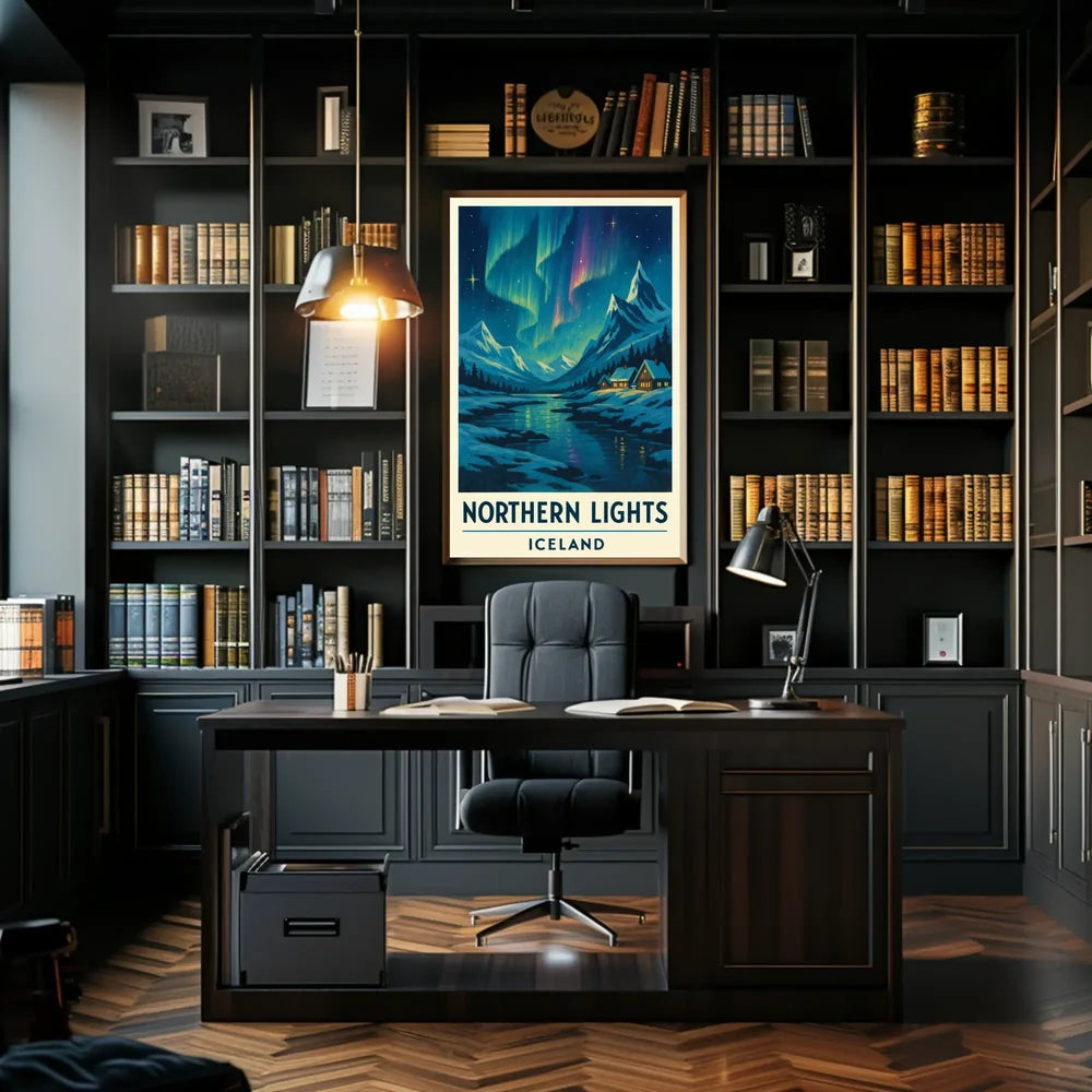 Northern Lights Over Iceland Winter Travel Poster PosterGoat