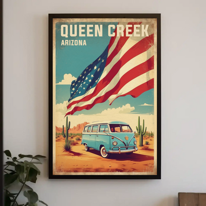 Queen Creek Arizona Vintage Travel Poster Artwork