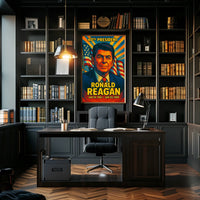 Ronald Reagan 40th President of the United States Colorful Comic Book Style Poster