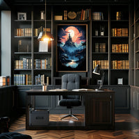 Fantasy Castle Scene in Mystical Landscape Futuristic Sci-Fi Poster