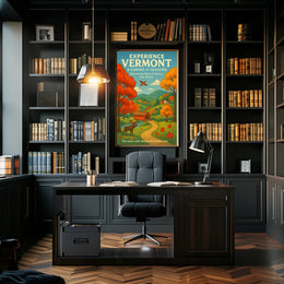 Vermont Scenery Nature Autumn Illustration Poster