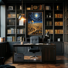 Moonlit Cityscape Poster