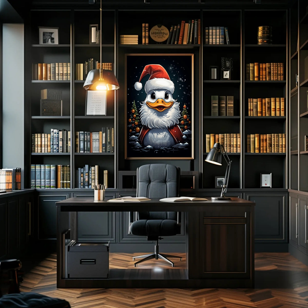 Festive Duck Christmas Celebration Animal Poster