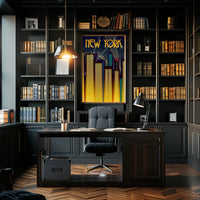 New York City Art Deco Skyline Poster Vintage Wall Art