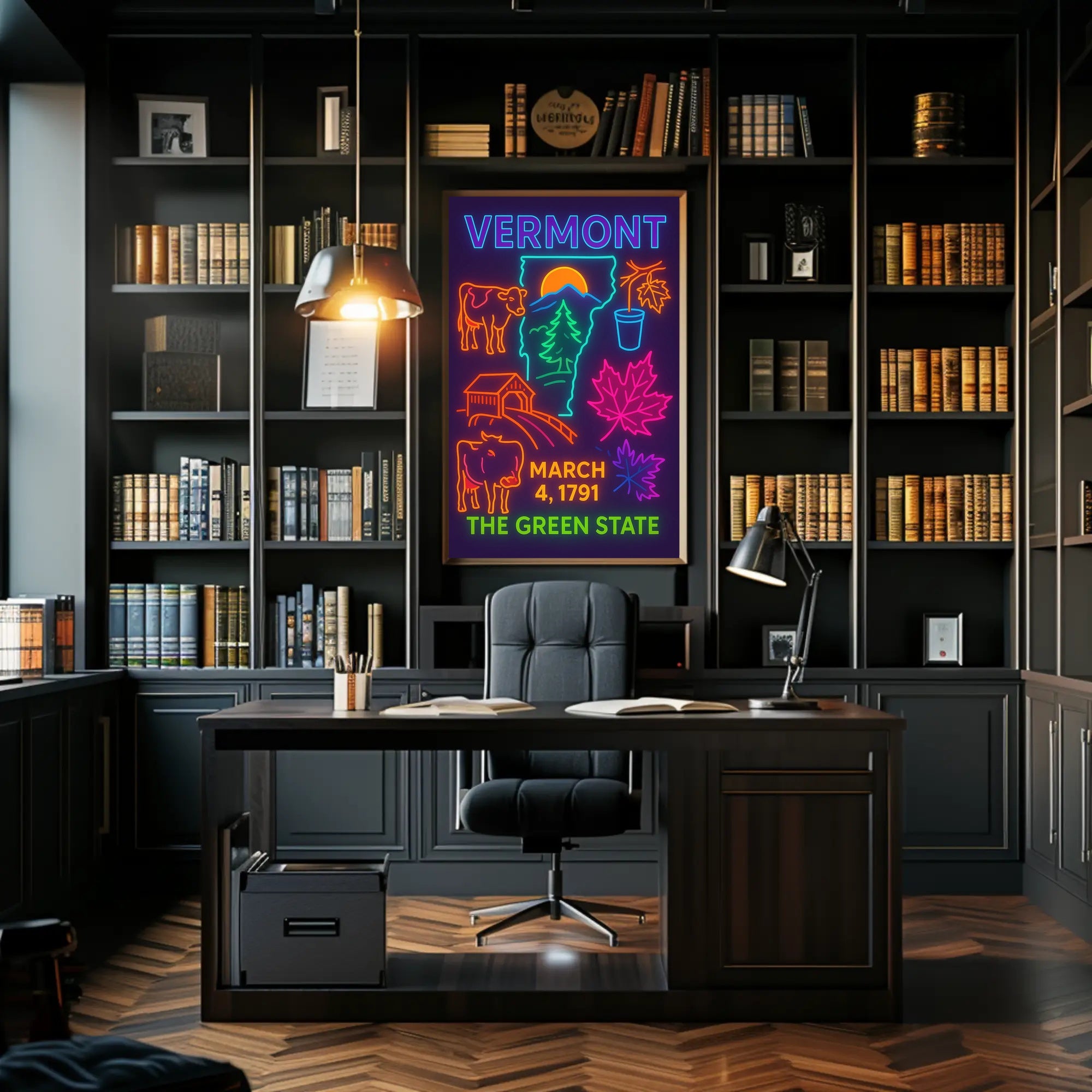 Vermont Neon Heritage Art Print - Cultural or Heritage Poster