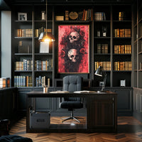 Dark Gothic Skulls with Roses Artistic or Pop Culture Poster
